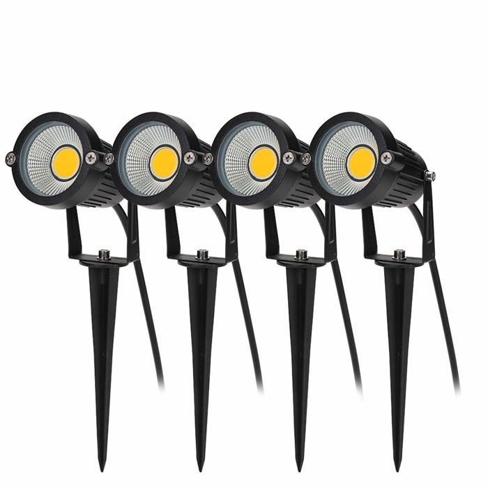 4PCS Éclairage Extérieur à Piquer COB 5W 220V IP65 Étanche LED Spot Orientable Projecteur Lampe de Jardin Éclairage Blanc YYV