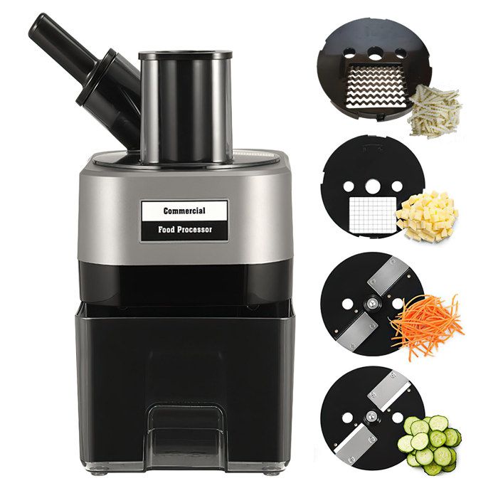 Coupe-légumes électrique - 4 lames - râpe électrique 4 en 1 - Muet - étanche à leau - 800W - Tranches Côtelettes Dés Léchettes