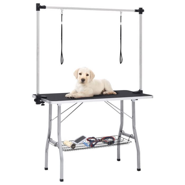 Table de toilettage - vidaXL - Réglable - 2 boucles - Panier - Noir Table de toilettage - vidaXL - Réglable - 2 boucles - Panier - Noir