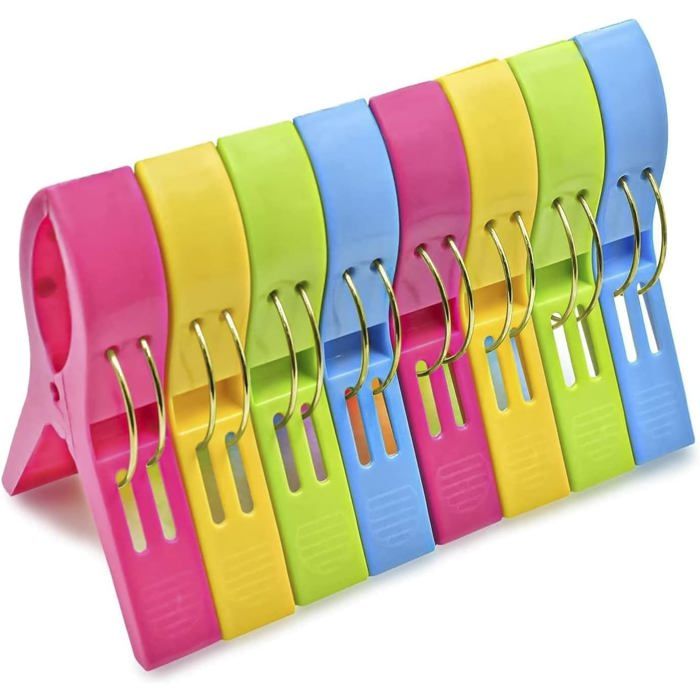 Pinces à serviette plastique lot de 8 grande taille pour plage couverture 12x8.2x2.3cm