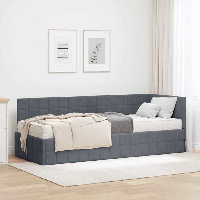 Gris Cadre de lit dangle moderne SARAZYJ pour adulte/enfant avec matelas 2 pcs Gris Velours E2804