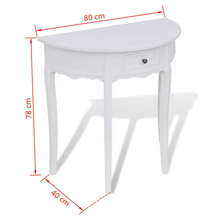 Table console Meuble dEntrée VIDAXL，Petit Bureau avec tiroir Demi-ronde Blanc 7_3525292