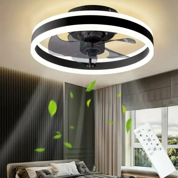 Ventilateur de Plafond Silencieux de 50 cm avec Lumières et Télécommande Réversible 6 Vitesses 3 Températures de Couleur Dimmable - Joulli