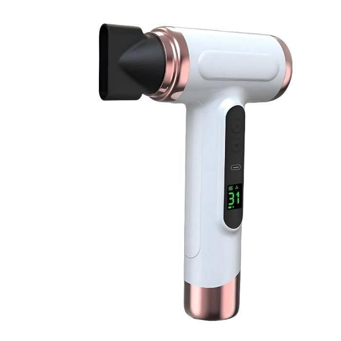 Sèche-cheveux 200 W air chaud et froid 3 vitesses moteur haute performance 15 000 mAh portable blanc