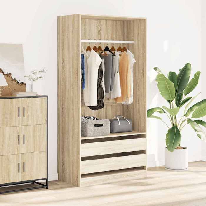 Brun Penderie de Rangement - Magnifique Garde-robe - charge 3 kg par compartiment - Chêne sonoma 100x50x200cm Bois dingénierie CL93