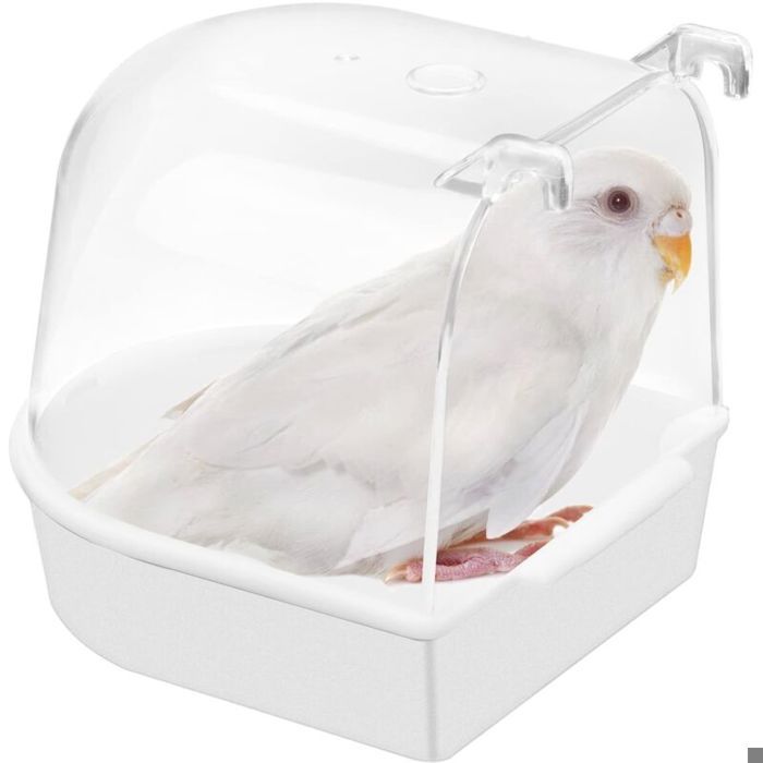 Baignoire pour Petits Oiseaux Baignoire Suspendue Fournitures de Cage à Oiseaux avec Crochets Baignoire Semi-Circulaire en Plast