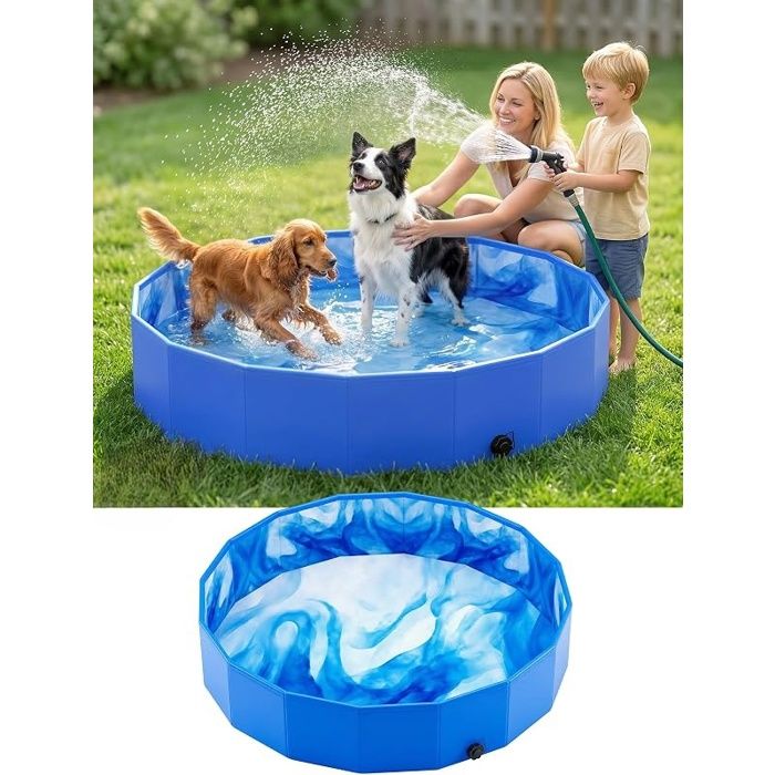 Piscine pour Chiens Piscine Pliable Épaissi pour Grands et Petits Chiens Baignoire Portable Chien Piscine Enfant 122 x 31 cm