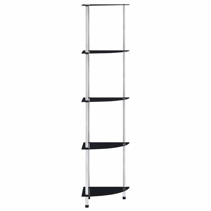 Bibliothèque - Noir - Étagère 5 niveaux - pour salon - Noir 30x30x130 cm Verre trempé B4703