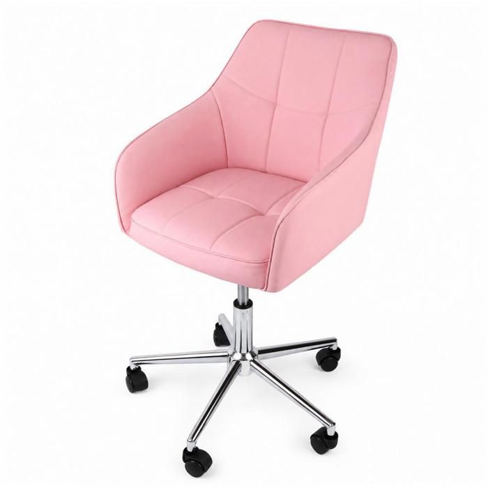 Fauteuil de bureau ergonomique-MENGDA-Chaise coiffeuse-Siège pivotant-Capacité 120 kg-Pour domicile et bureau-Rose