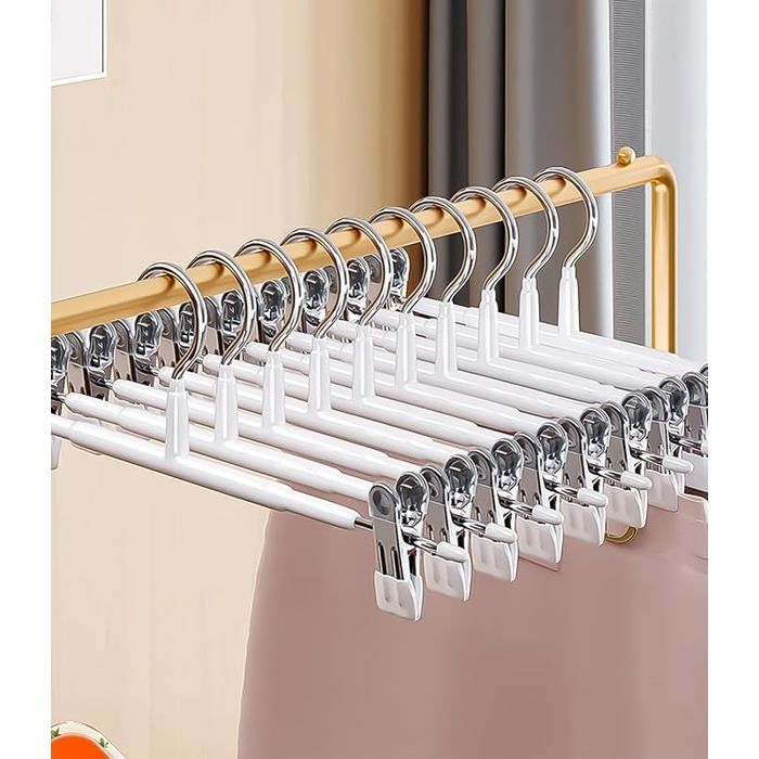 Lot de 10 Cintres Porte Pantalons Métal Cintre Pantalon 30cm avec Deux Antidérapante Clips cintres pantalons Bnc 10 Pièces
