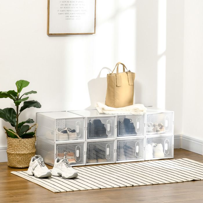 Meuble à chaussures modulaire - ZEVKOR - Modulaire - Transparent - 8 compartiments - Portes magnétiques