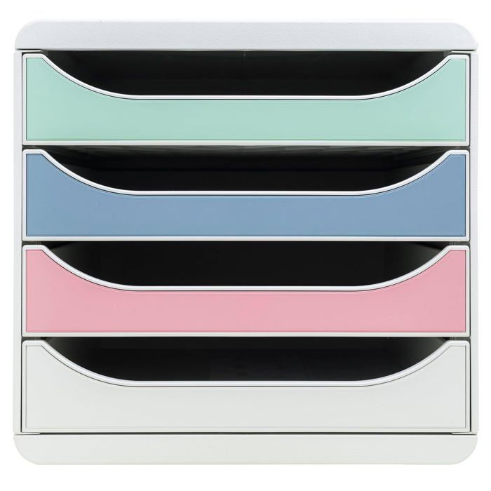Caisson de bureau 4 tiroirs - Pour documents A4 et A4+ - Dimensions 347 x 278 x 267 cm - En plastique - Coloris assortis