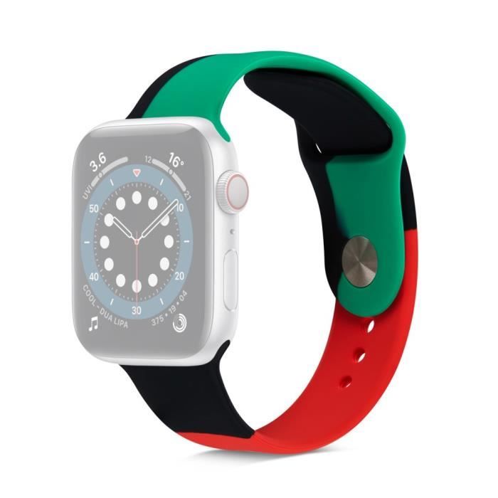 Bracelet Pour Montre Connectée Sangle Pour Apple Watch Series 6-5-4-SE 44mm- Watch Series 3-2-1 42mm, Taille L,Noir-Rouge-Vert - Cdiscount Téléphonie