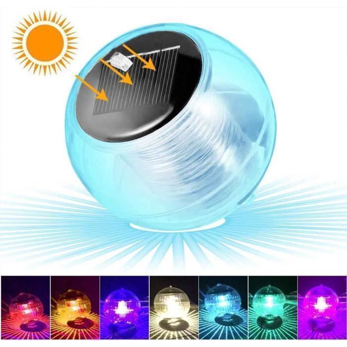 Lumière de Piscine Solaire Flottant Eclairage LED Automatique Couleur Changement Étanche Boule Lampe Solaire pour Bassin Jardin,