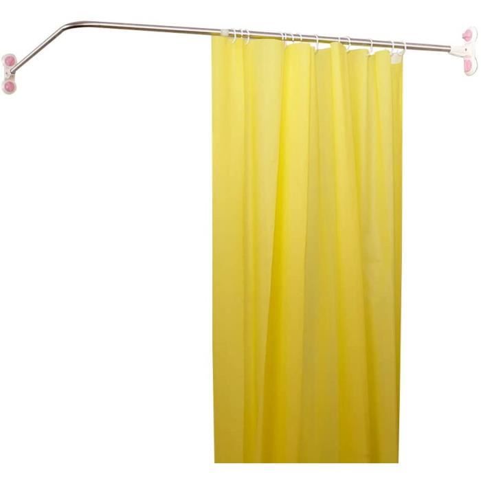 Rideau De Douche Rail Acier Inoxydable Forme L - Tige Télescopique 75-95cm X 75-95cm Sans Perçage
