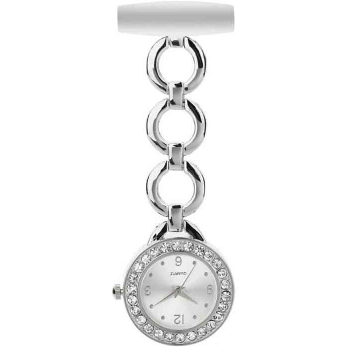 Montre Infirmière Censi Plaqué Argent - Broche, Mouvement Quartz, Neuf