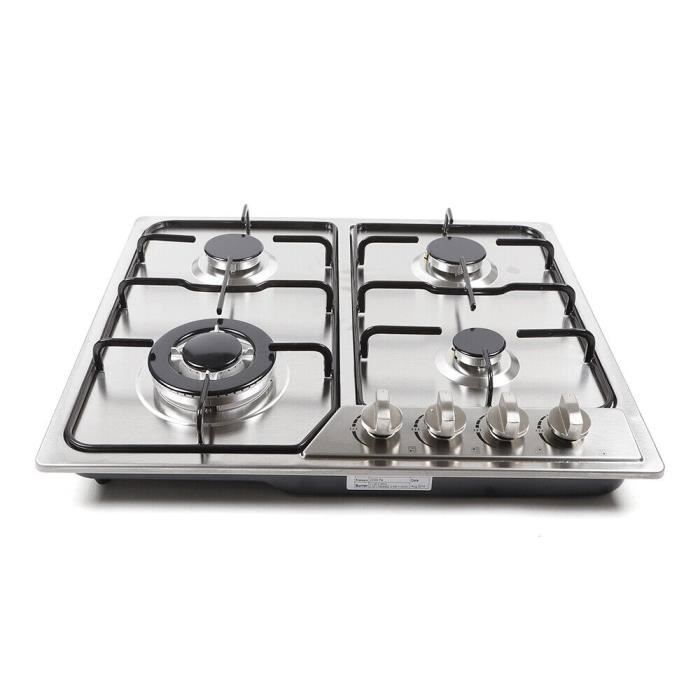 Table De Cuisson Gaz Arebos 4 Feux Inox - 58cm Avec Sécurité Flamme - Gaz Naturel Ou Propane