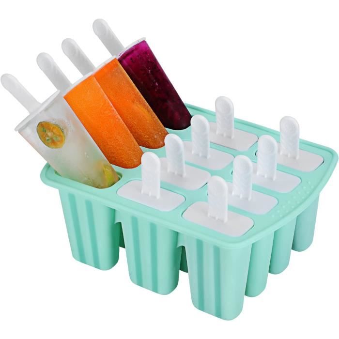 Kit Complet Moule à Sucettes Silicone 12 Cavités + Bâtons, Attaches Et Sachets - Idéal Pour Desserts Maison