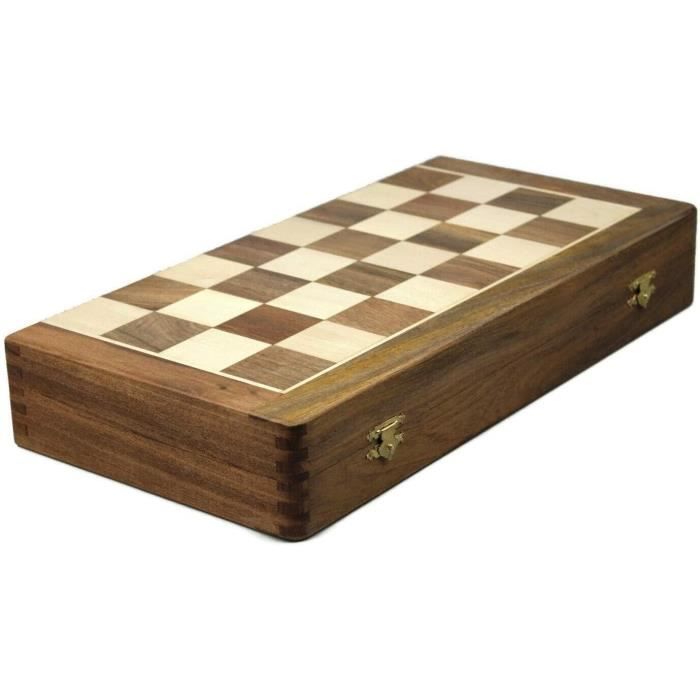 Mallette De Jeu D'échecs Pliable En Bois Marron 29cm - Idéal Pour Voyager