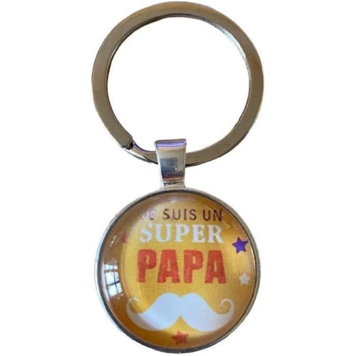 Porte-clé Italien "SUPER NONNO" - Cadeau Pour Grand-Père - Argent Métal - Pour Noël Ou Fête Des Grands-pères