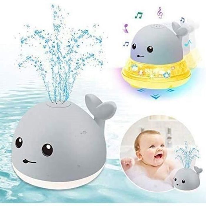 Baleine Jet D Eau Jeux Bain Bebe 1 2 3 Ans Electrique Induction Jouets De Pulverisation Avec Lumiere Clignotante Gris Cdiscount Puericulture Eveil Bebe