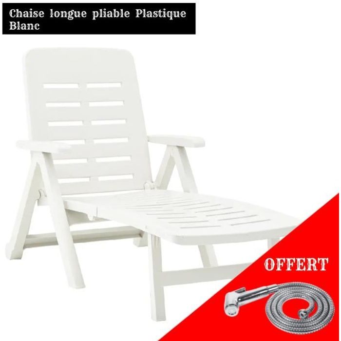 YULINSHOP Chaise longue pliable Plastique Blanc