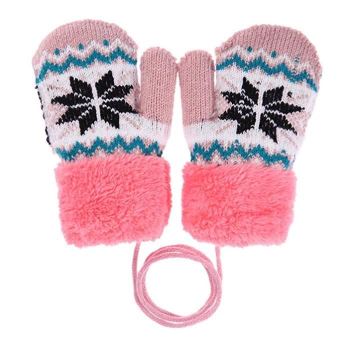 Mitaines mignonnes pour enfants avec ficelle en peluche Gants