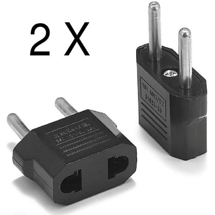 2 X Adaptateur Secteur US Chine Vers Prise électrique EU France Europe voyage USA