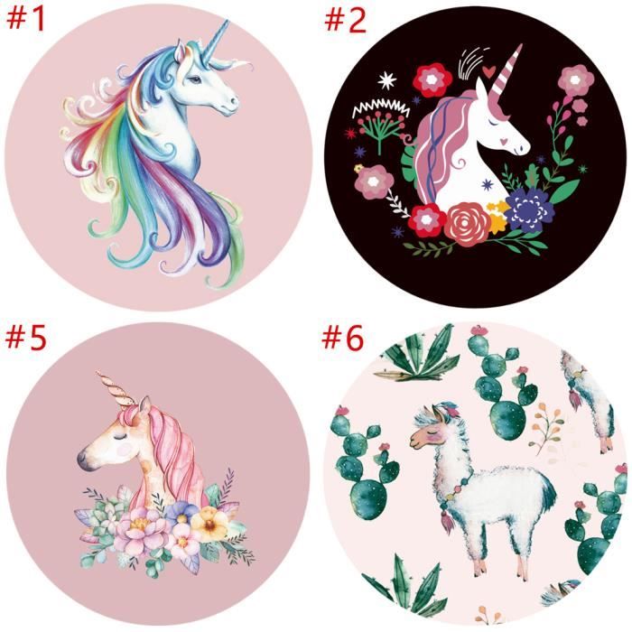 Lot De 4 Pcs Serviette De Plage Ronde Licorne Colore Imprime Drap