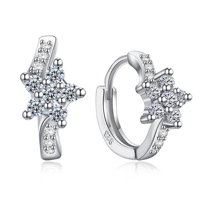 Clou d/'oreilles Diam/'s blanc en ARGENT 925 et Cristal Neuf