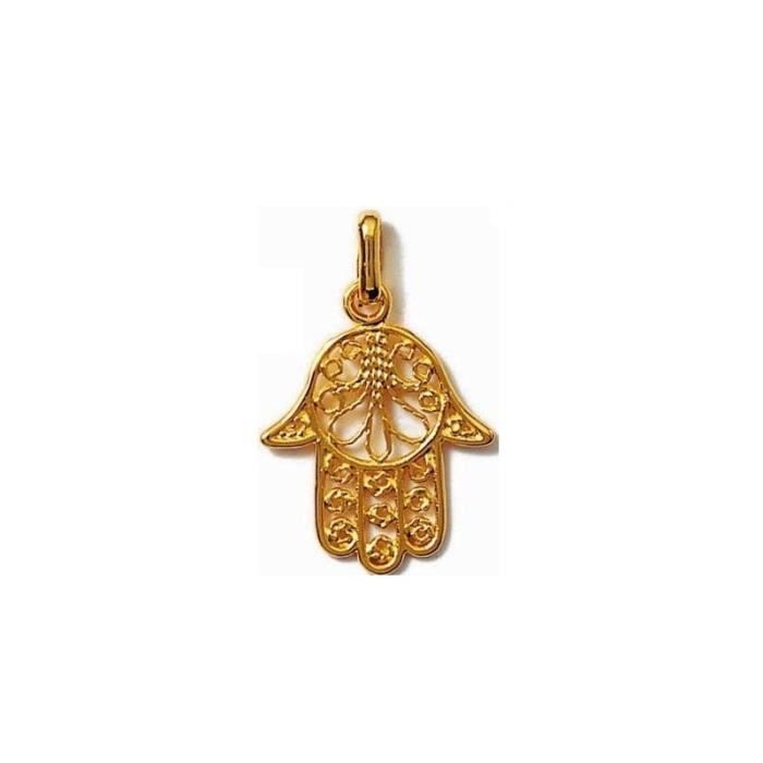 PENDENTIF khamsa Main de FATMA Plaqué OR NEUF CHAINE