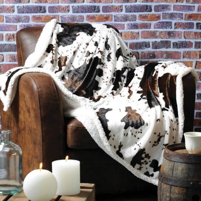 DIM Couverture polaire toute douce Vache 150 x 130 cm 