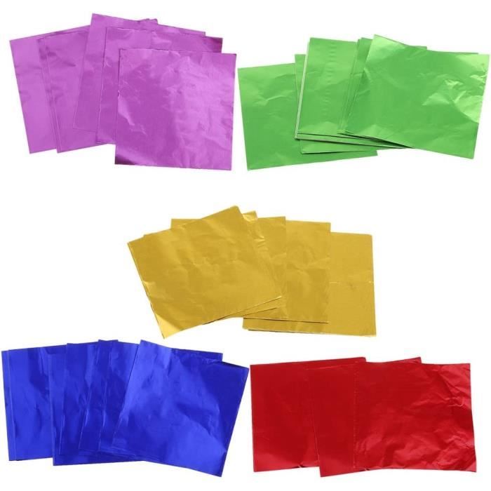 Papier Aluminium Doré 12x12 Cm - Lot De 100 Feuilles Pour Emballage Bonbons Et Chocolats DIY - 6