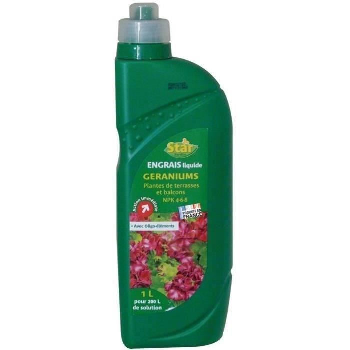 Engrais géraniums et plantes de terrasses et balcons liquide 1