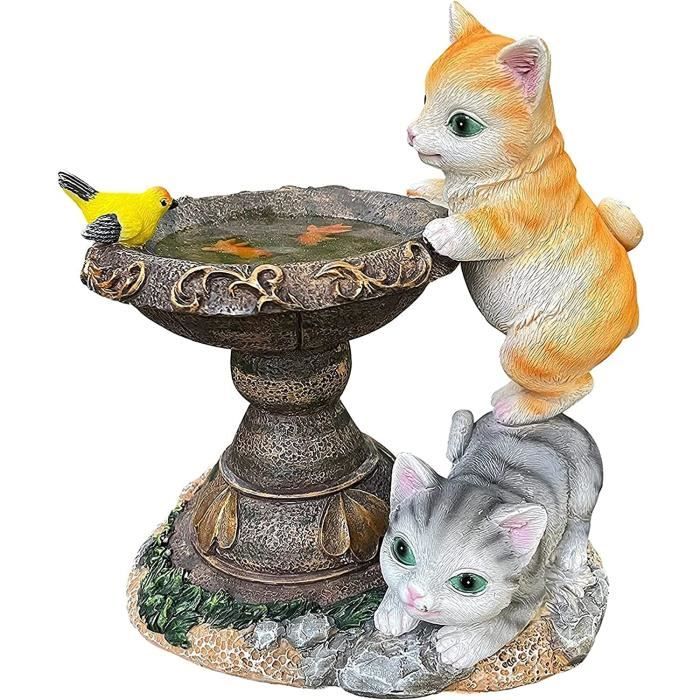 Grande Figurine Chat Blanc Qui S’étire - Statue Résine Avec Brillants - 29 Cm