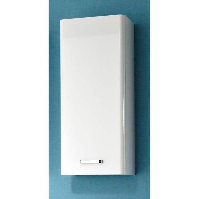 Armoire de salle de bains - NEVILLE - 1 porte réversible - Blanc brillant - 30x20x70 cm