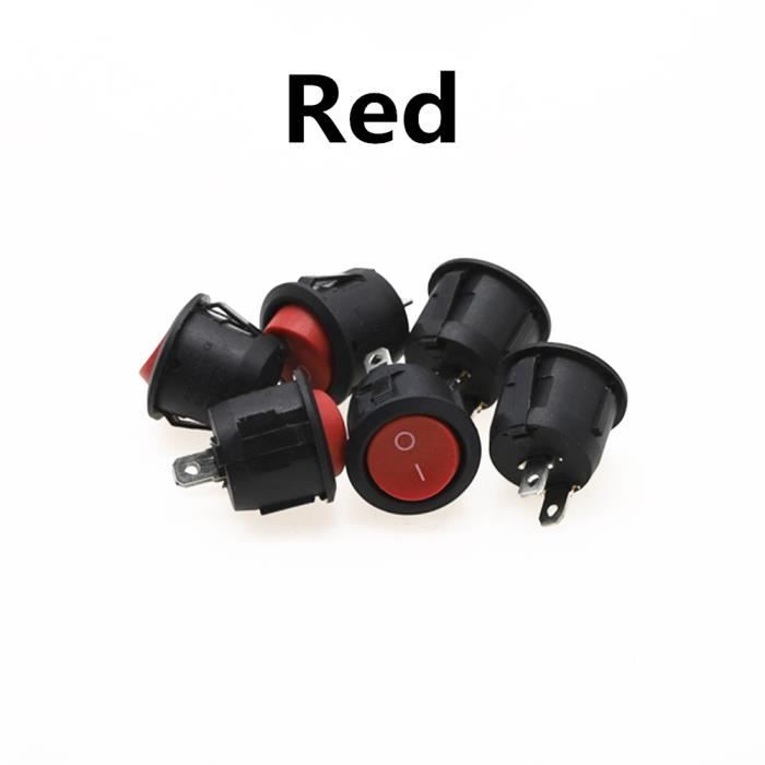 Lot De 20 Interrupteurs à Bascule Ronds 2 Broches SPST - 6A/250V 10A/125V - Avec Fils Pré-soudés Noir