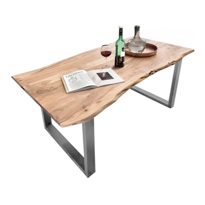 Table De Salle A Manger Rustique 200x100 Cm En Bois Massif Avec