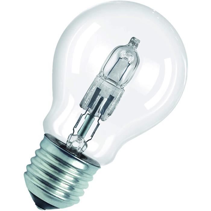 Classic A Ampoule halogène basse consommation ES-E27 28 W Transparent249 -  Cdiscount Maison