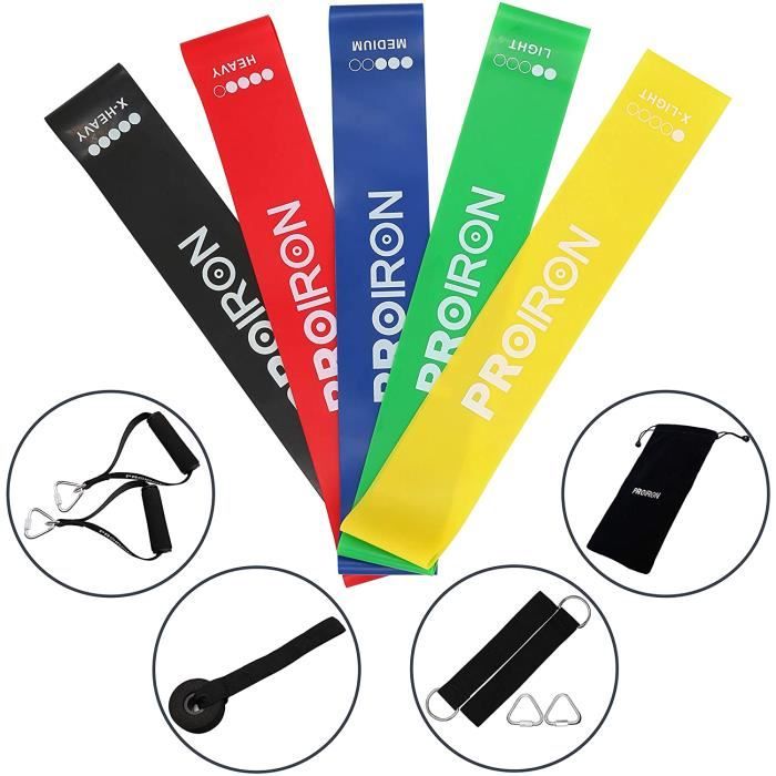 PROIRON Lot de Bandes Élastiques Anti-Rupture,Elastique Musculation pour Homme Femme avec 5