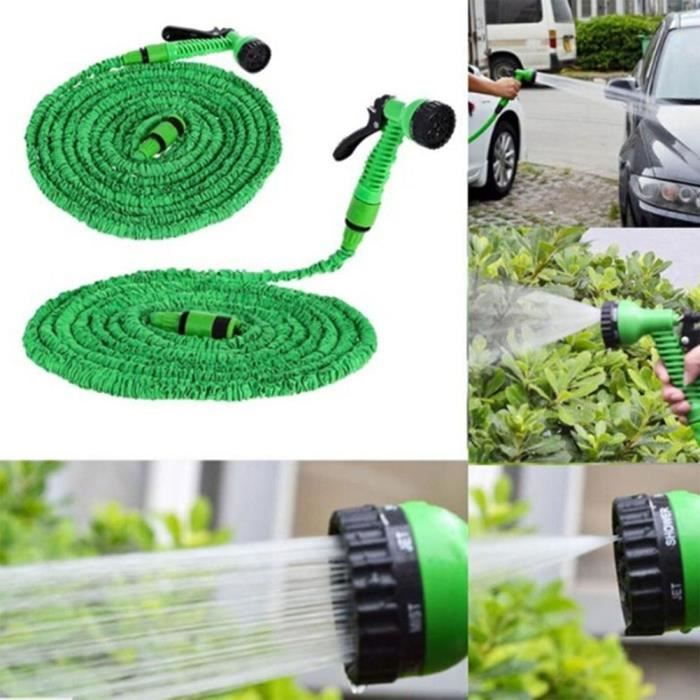 FASCINATDECO Tuyau d'Arrosage Extensible 7.5m, Tuyau Arrosage Extensible, Tuyau d'Arrosage Flexible avec 7 Modes d'Arrosage, Léger et Facile à Ranger Pour Irrigation, Laver La Voiture, Baigner