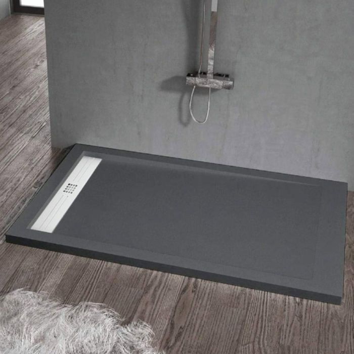 receveur de douche 90 x 140 cm extra plat elite en resine surface ardoisee anthracite cdiscount bricolage