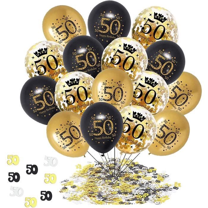 Deco Anniversaire Homme 50 Ans Happy Birthday Decorations 50 Ans De Fete En Noir Or Joyeux Anniversaire Decoration Cdiscount Maison