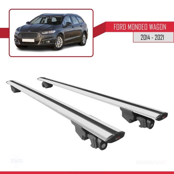 Pour Ford Mondeo Wagon 2014-2021 HOOK Barres de Toit Railing Porte-Bagages de voiture Avec verrouillable Alu Gris