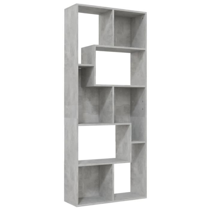 bibliothèque contemporain - maison &439085 - gris béton 67x24x161 cm - meuble étagère armoire de rangement