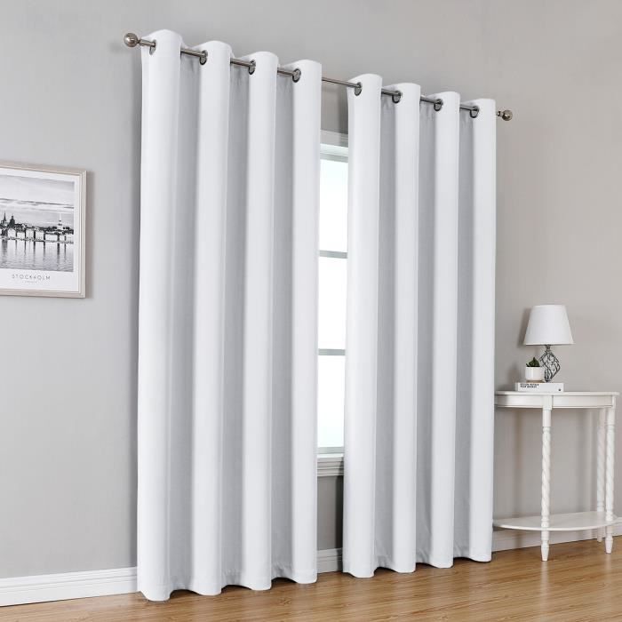 Paire De Rideaux Occultants Doubles En Satin De Coton Beige - Fait Main