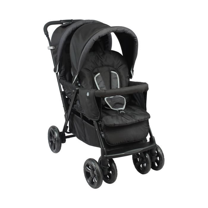 BAMBISOL -Combiné poussette double & Gr0+ pour jumeaux dès la naissance - 4  roues doubles - Noir gris - Cdiscount Puériculture & Eveil bébé