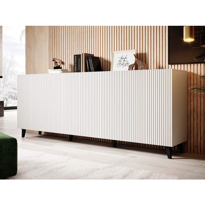 Sanna - buffet bas - 200 cm - style contemporain - Blanc Sanna - buffet bas - 200 cm - style contemporain - Blanc