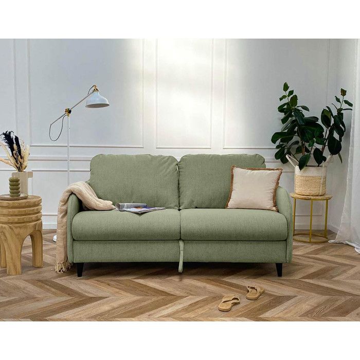 Cosmos - canapé lit 3 places convertible express couchage quotidien 140 cm matelas 11 cm en tissu - Vert sauge Cosmos - canapé lit 3 places convertible express couchage quotidien 140 cm matelas 11 cm en tissu - Vert sauge