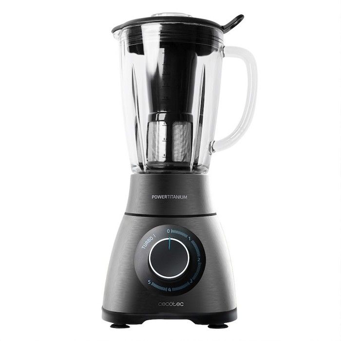 Cecotec Mixeur Blender Power Black Titanium 1500 PerfectMix. Puissance 1500 W. 8 lames avec revêtement en titanium noir, Capacité 1,